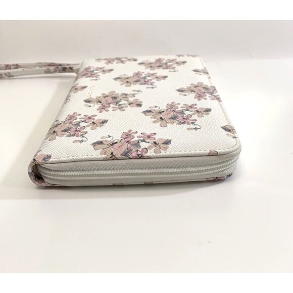 Laura Jones Wristlet Wallet Pink Flowers Zippers Card Slots Clear Window - Picture 9 of 12